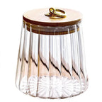 Frasco Transparente com Tampa de Madeira