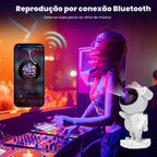 Luminária Projetor Astronauta Galáxia LED com Bluetooth e Controle Remoto