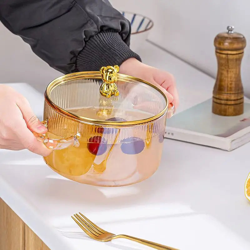Panela de Vidro Transparente 1500ml com Alças Duplas