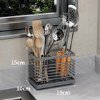 Aço inoxidável cozinha retangular pendurado utensílio rack de secagem casa pauzinhos colheres escorredor cesta talheres armazenamento segurar novo