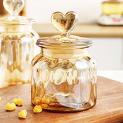 Garrafa De Armazenamento De Vidro Com Tampa, Recipiente Transparente Em Forma De Coração, Frasco De Armazenamento De Feijão De Café, Recipiente De Cozinha, Grande Capacidade, Âmbar