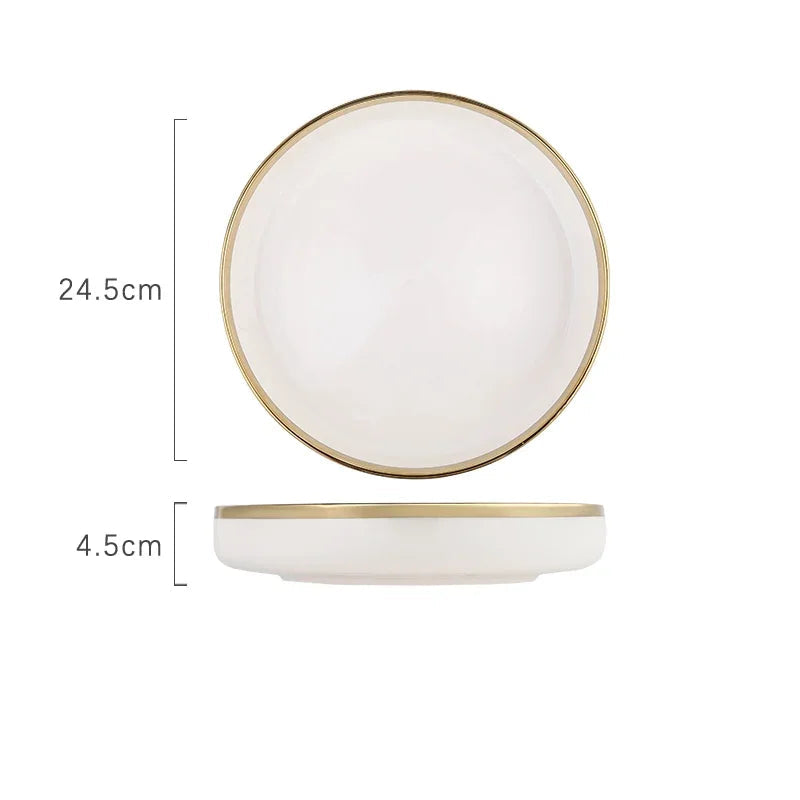 Pratos e Tigelas Branco Dourado em Porcelana - 6 Modelos