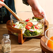 Saladeira com Base em Madeira