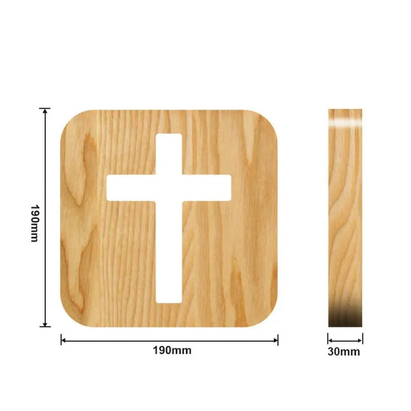 3d cruz de madeira usb led night light candeeiro mesa decoração para casa madeira led night light cruz atmosfera luz decoração natal presente