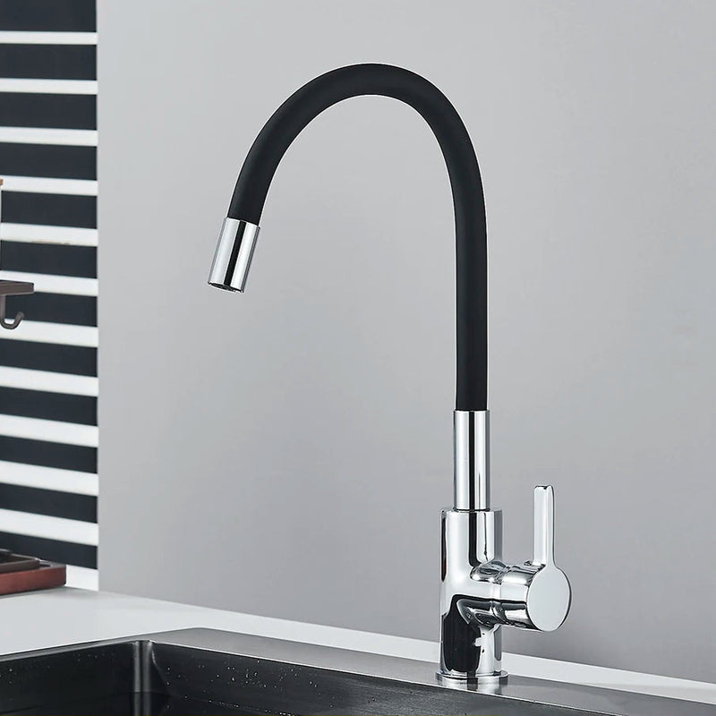 Torneira de pia de cozinha e nariz de gel de sílica, torneira de água quente e fria em várias cores disponíveis, qualquer direção, com montagem rotativa