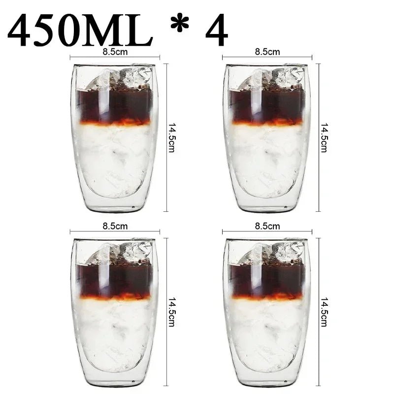 Conjunto Copos de Vidro Parede Dupla 2 e 4 Pcs