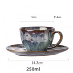 Conjunto de Xícara em Cerâmica com Pires Efeito Espelhado - 250ml