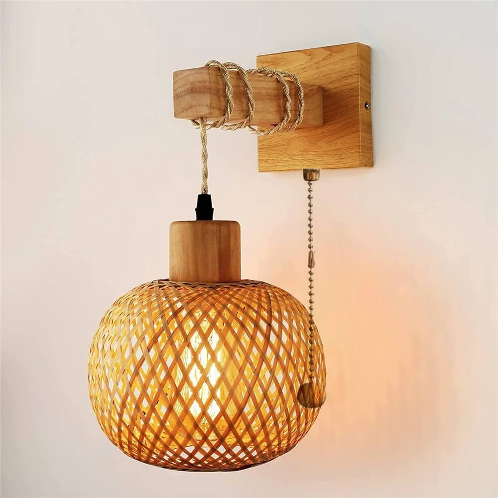 Luminária de Parede Vintage em Rattan