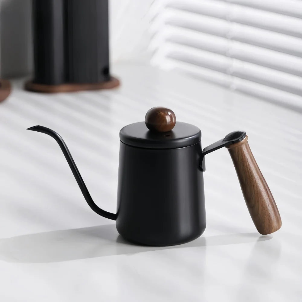 Bule para Café Sofisticado em Aço Inoxidável com Cabo de Madeira 350ml ou 600ml
