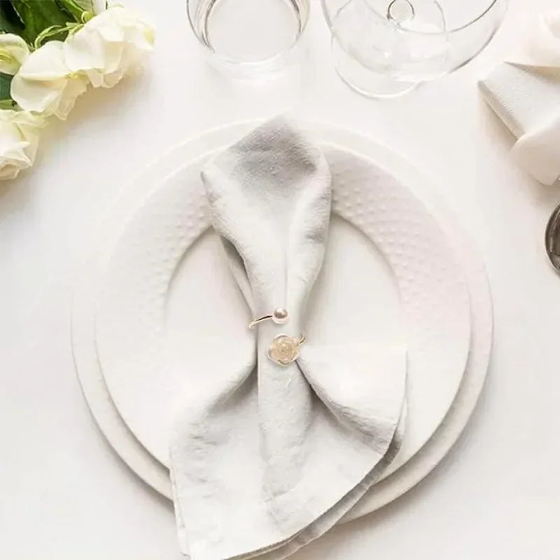 Jogo Anéis de Guardanapo Pérola e Rosa - 6 ou 12pcs