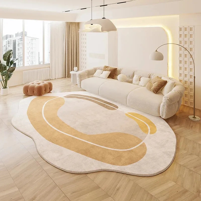 Tapete De Pelúcia De Forma Irregular De Cor Creme, Tapete Do Quarto Da Sala De Estar, Mesa De Café De Cabeceira Macia, Esteiras De Vestiário