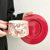 Xícara e Pires Arte Natureza em Porcelana - 300ml