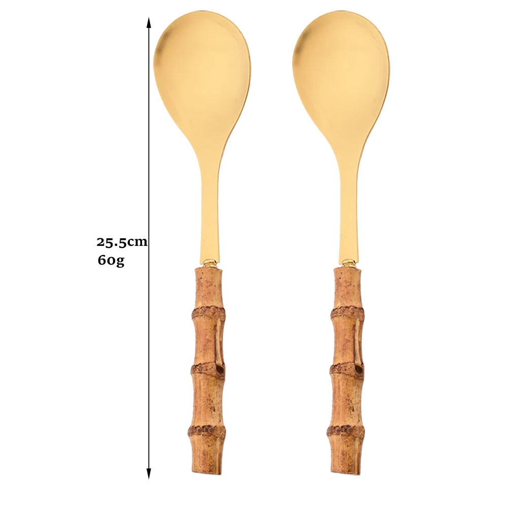 Kit Utensílios em Bambu e Inox - 2pcs