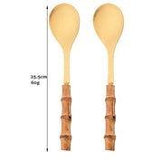 Kit Utensílios em Bambu e Inox - 2pcs