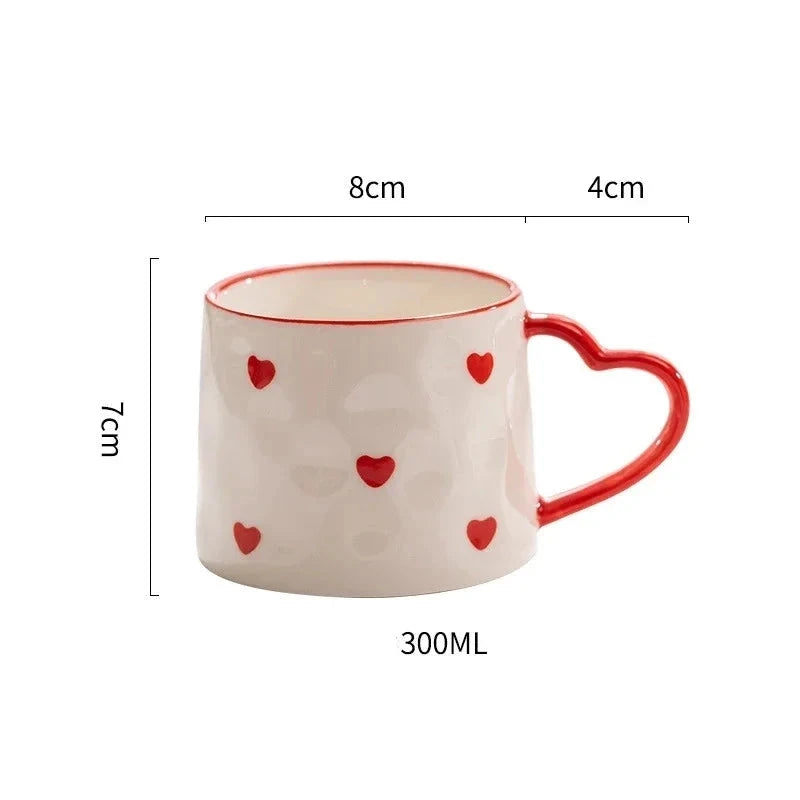 Linha Heart Canecas e Pires em Cerâmica 3 Modelos