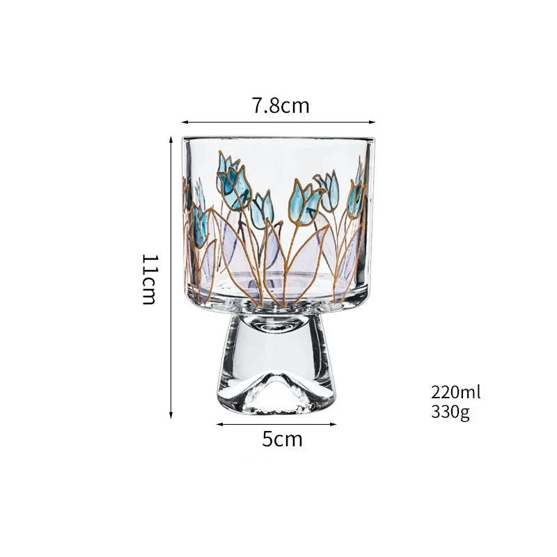 Copo Tulipas Artesanal de Vidro