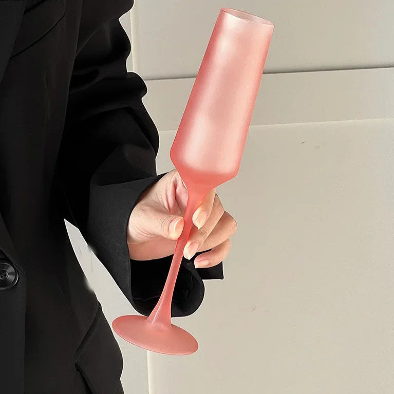 Taça Glamour de Vidro Fosco Rosa