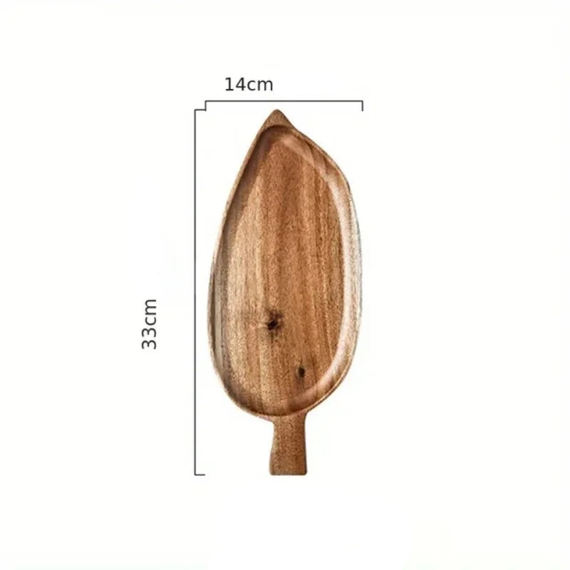 Bandeja de Madeira em Forma de Folha - Elegância Natural