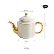 Bule de Porcelana Fina com Detalhes Dourados - 220ml
