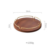 Bandeja de servir de madeira vintage, prato de frutas retangular com alças, bandeja de armazenamento de conjunto de chá de madeira maciça, decoração moderna para casa