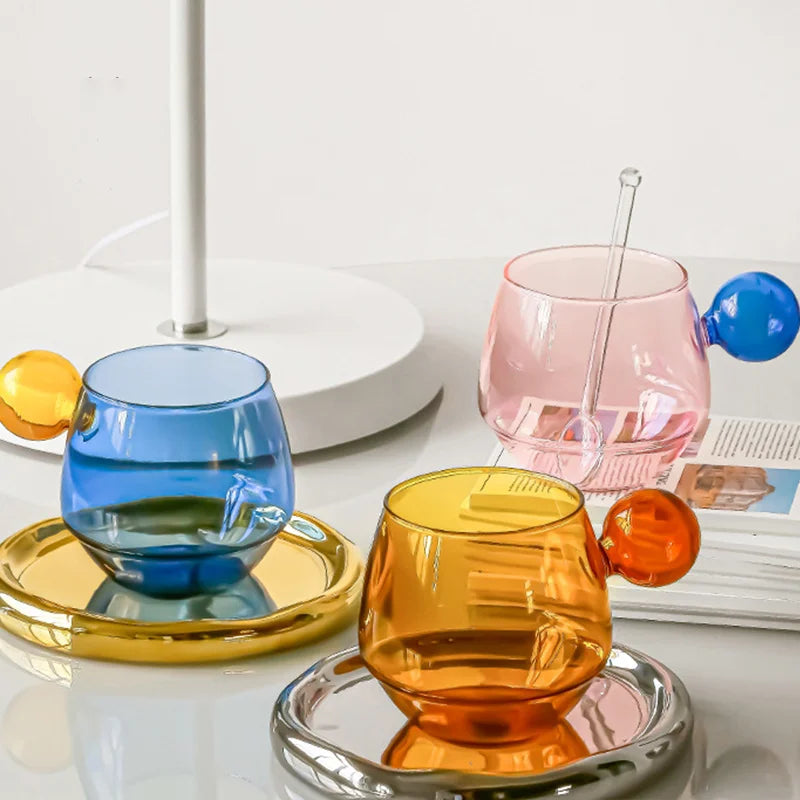 Xícara Criativa Colors de Vidro Transparente 6 Modelos
