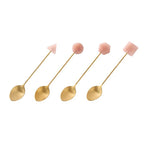 Conjunto de garfo de colher pequena de aço inoxidável, acrílico banhado a ouro, colheres geométricas, INS, café, agitação para chá, doméstico, 4pcs