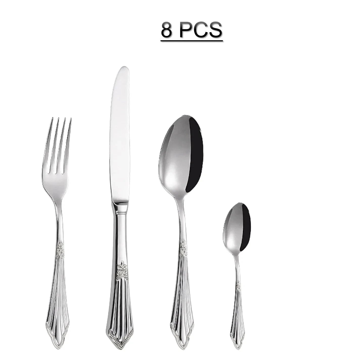 Kit Talheres Prata em Aço Inox - 8pcs