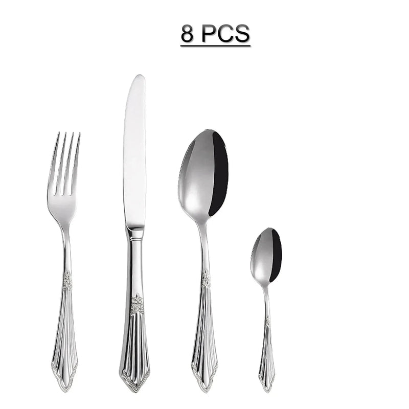 Kit Talheres Prata em Aço Inox - 8pcs