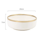 Pratos e Tigelas Branco Dourado em Porcelana - 6 Modelos