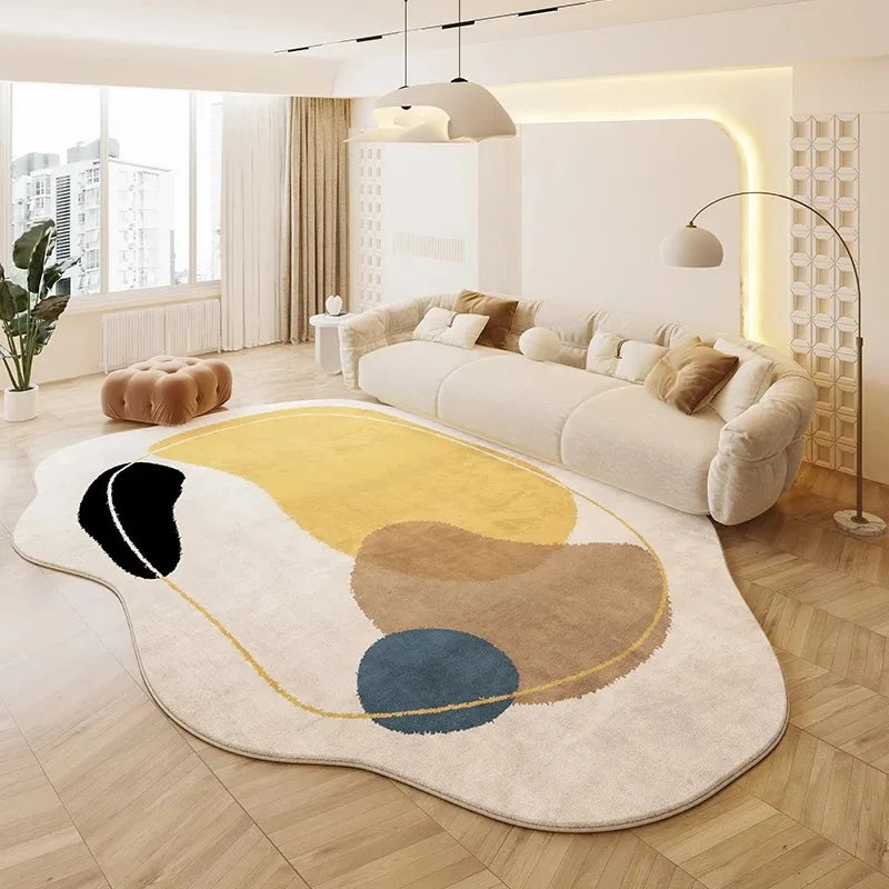Tapete De Pelúcia De Forma Irregular De Cor Creme, Tapete Do Quarto Da Sala De Estar, Mesa De Café De Cabeceira Macia, Esteiras De Vestiário