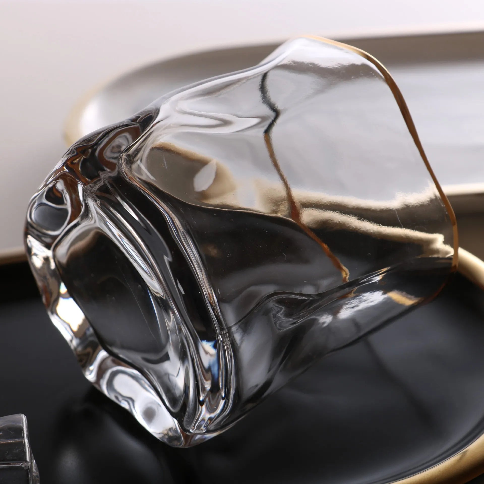 Copo de Vidro Luxo com Borda Dourada