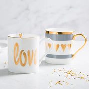 Caneca de Porcelana Detalhes Dourado - 330ml