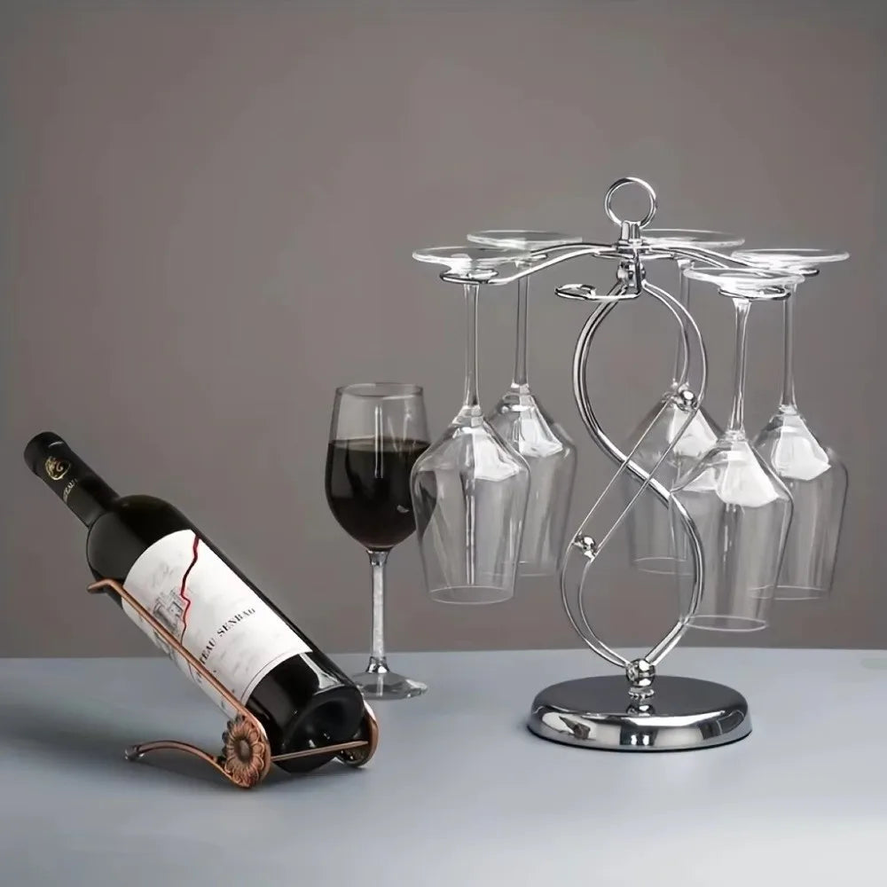 Suporte Elegante para Taças de Vinho em Ferro com 6 Ganchos