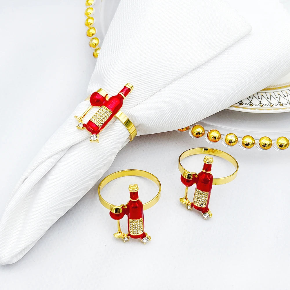 Kit Anéis de Guardanapo Formato Vinho 6 Pcs