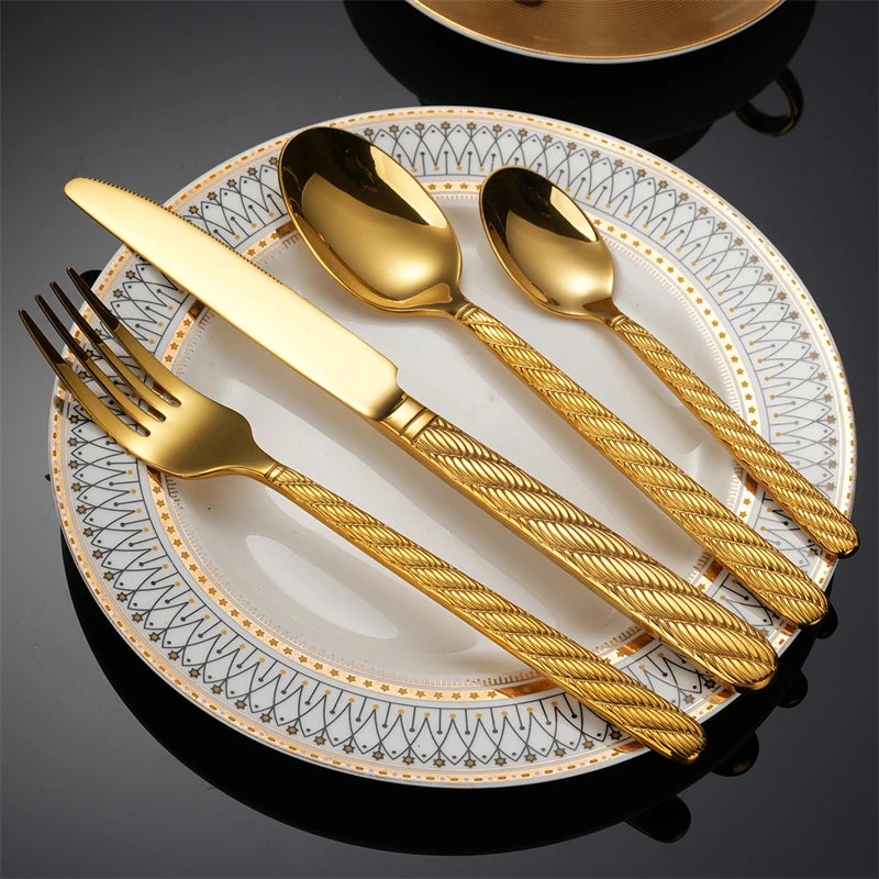 Conjunto Talheres Gold em Aço Inox - 4pcs