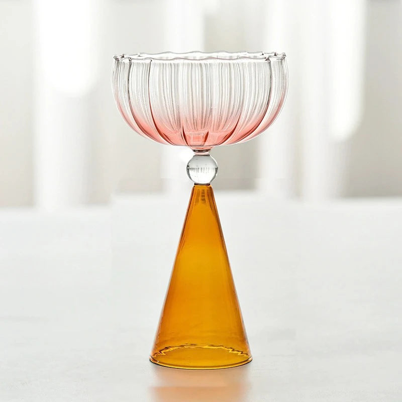 Taça de Vidro Colorido para Coquetéis e Sobremesas