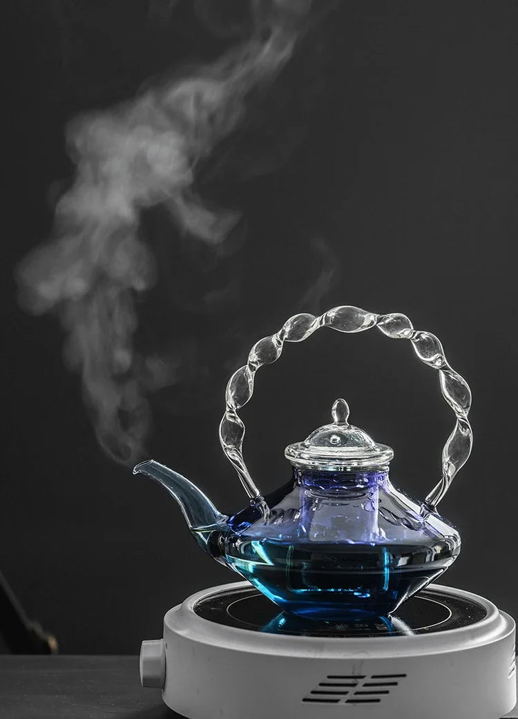 Bule Azul de Vidro com Infusor de Chá