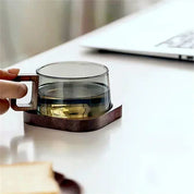 Kit Caneca de Vidro e Madeira 200ml - 3pcs