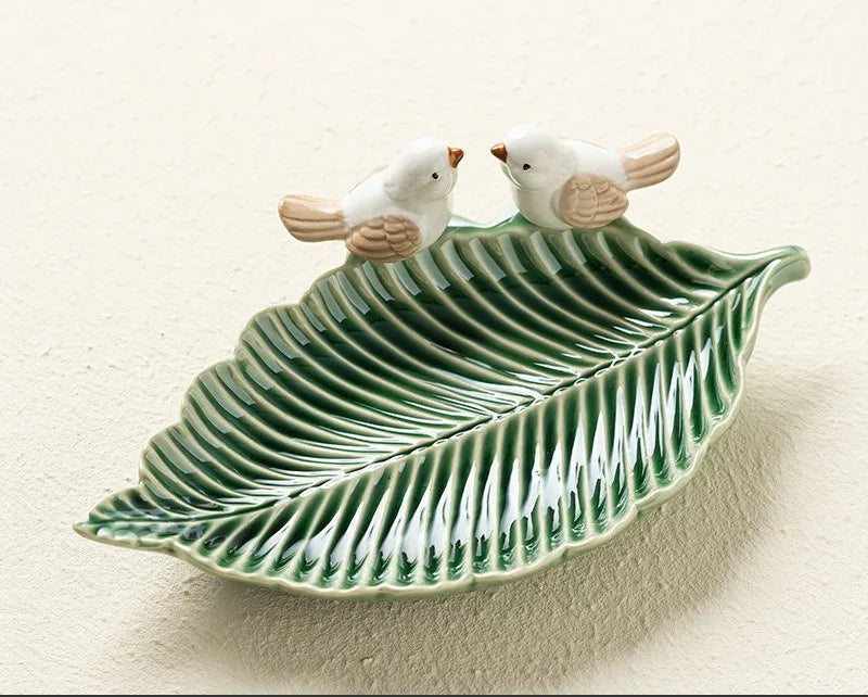 Bandeja de cerâmica Dim Sum Pássaro Criativa Prateleira para Armazenamento de Jóias Mesa de Chá em Casa Decoração Presentes Bonitos, Novos