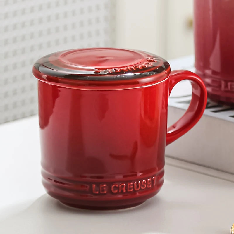 Caneca de Cerâmica Colorida com Tampa - 300ml