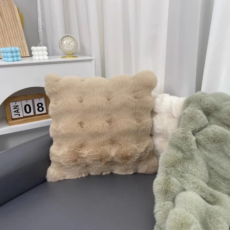 Coelho cabelo bolha travesseiro de pelúcia sofá quarto cabeceira quadrado travesseiro escritório cintura encosto com travesseiro núcleo fronha almofada