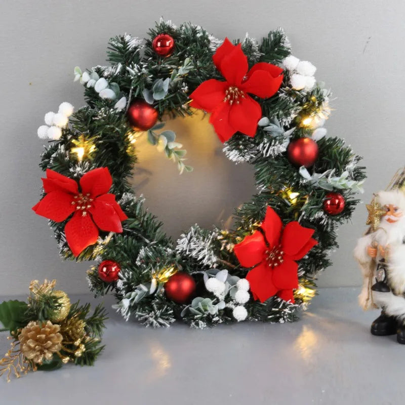 Grinalda de natal com bateria alimentado led luz string porta da frente pendurado guirlanda decoração para casa de férias decoração de festa 25/30/40cm