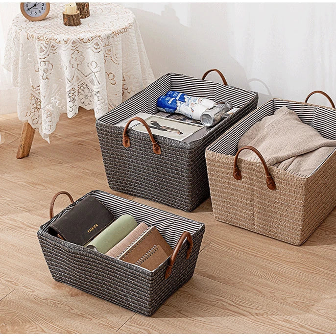 Cesta Organizadora Dobrável em Rattan Vintage