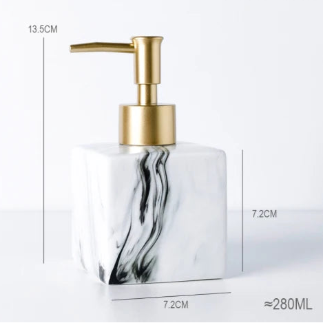 Dispenser de Cerâmica Marmorizado com Detalhes Dourados