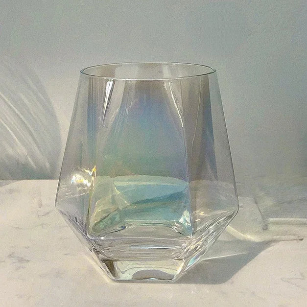 Copo Hexagonal de Vidro Colorido 320ml para Bebidas Nobres