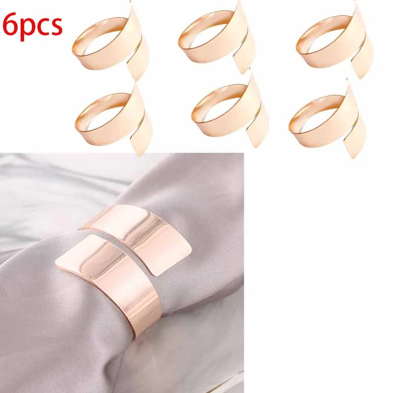 Conjunto de 6 Anéis de Guardanapo Luxo Elegante