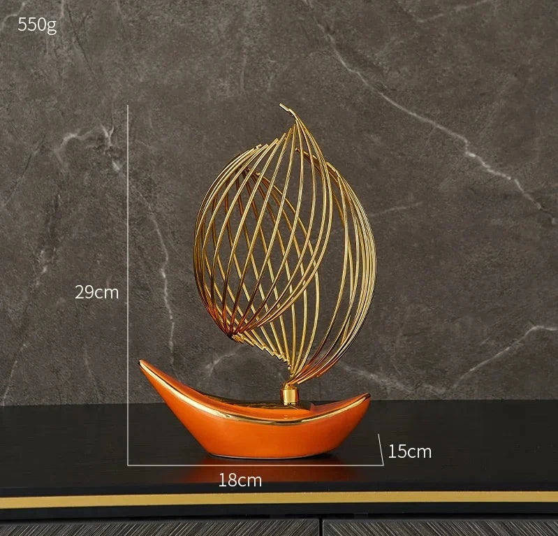 O Barco Escultura Moderna em Porcelana