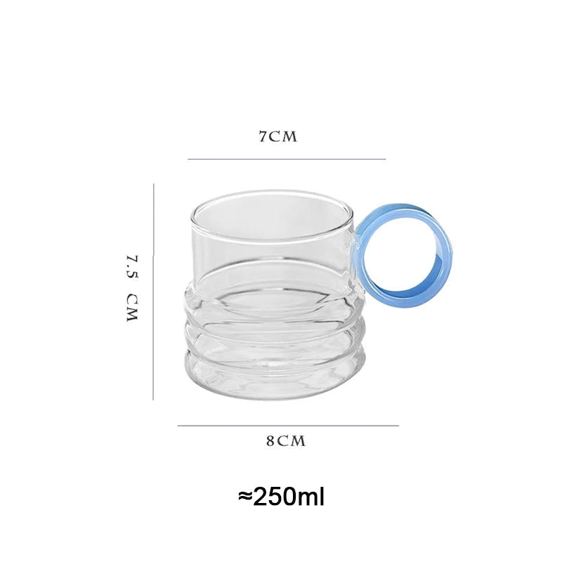 Xícara Sanfonada com Alça Colorida Vidro - 250ml
