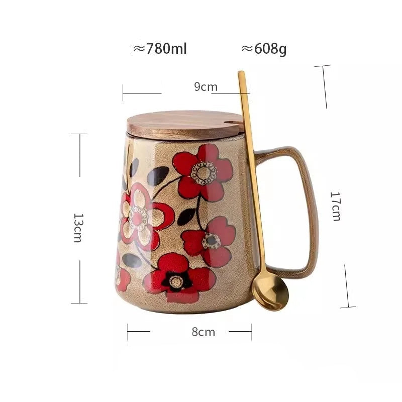 Caneca cerâmica fofa criativa, Caneca de café da manhã, Copo de cereais e leite, Xícara isolada de café e chá com Spo, 780ml