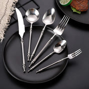 Louça de aço inoxidável vintage, colher ocidental, faca de bife, colher de chá, garfo de sobremesa, talheres, utensílios de cozinha